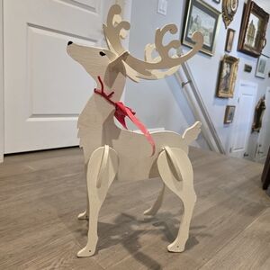 Large Wooden 3D Slotted Reindeer Figurine Stand-Up Christmas Holiday Decor